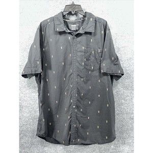 I Jeans By Buffalo Shirt Men Size‎ XXL Black Button Down Short Sleeve Pineapples
